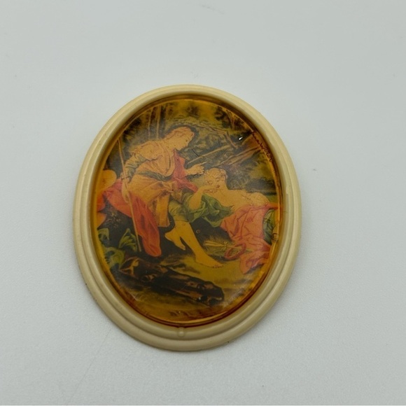 Vintage Baroque Renaissance Romantic Lovers Oval Brooch Unique Rare Quality - Picture 3 of 6